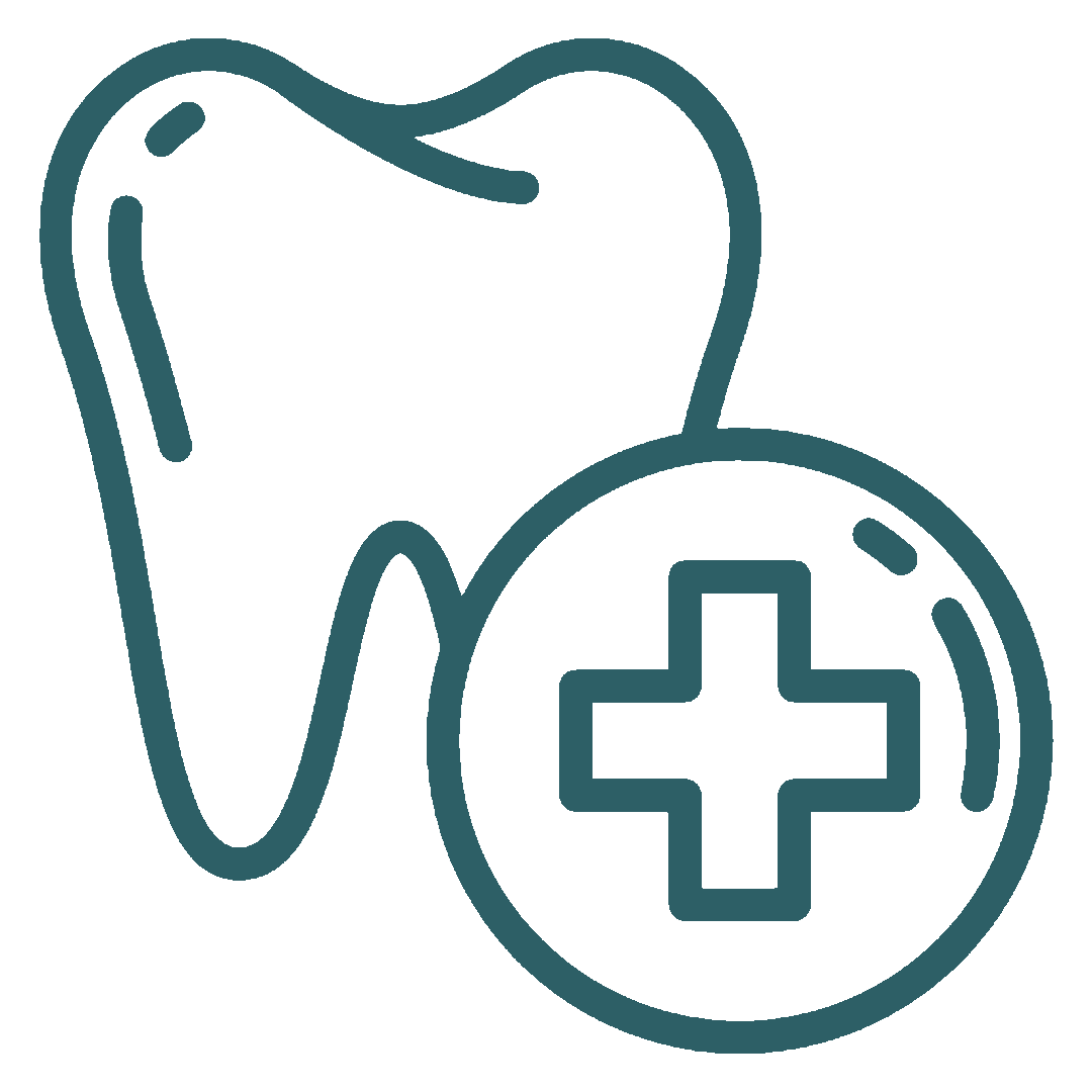 Tooth icon with a medical cross symbol.